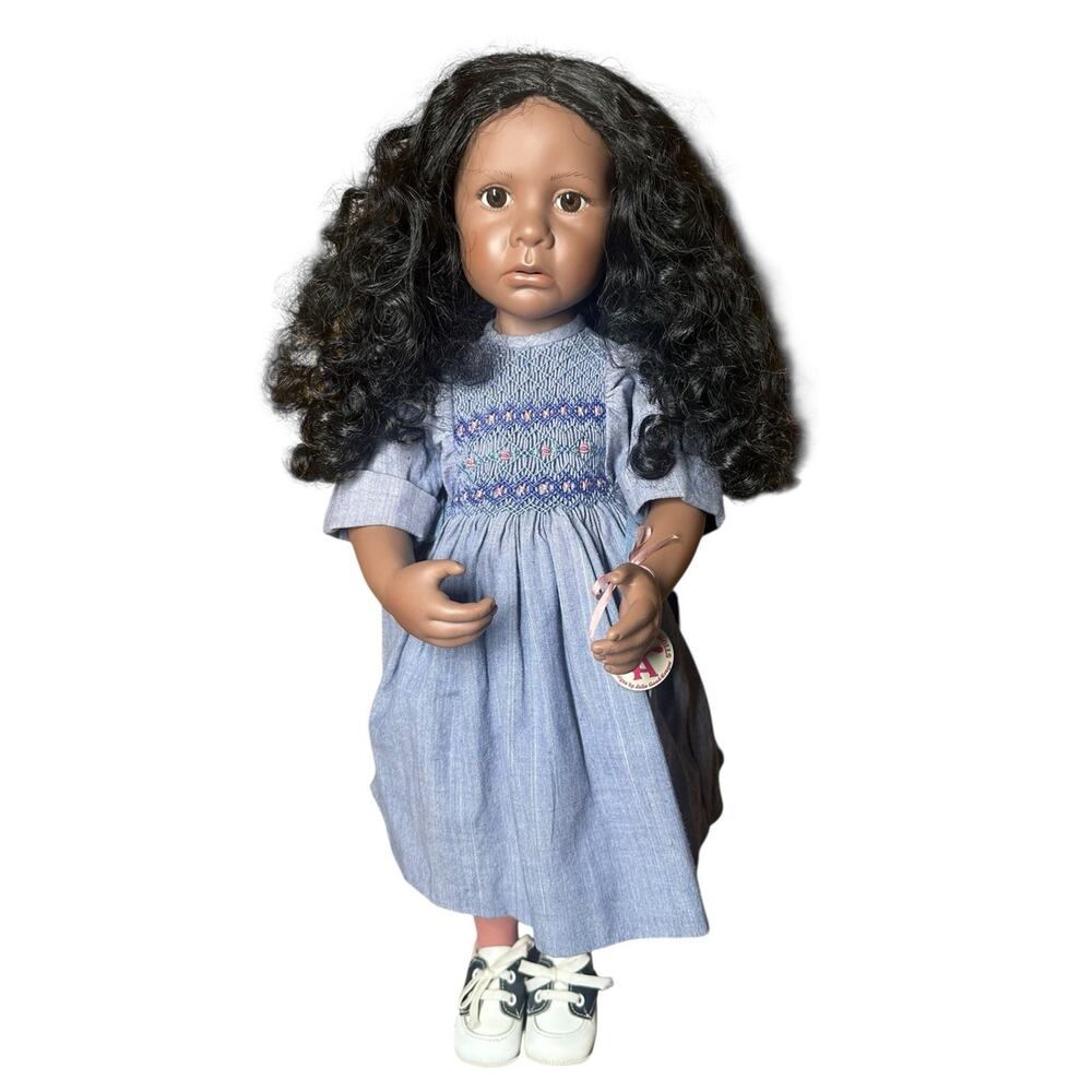 Vtg Julie Good Kruger Doll Puppy Love African American Vinylβ Signed Blue Dress